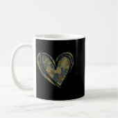 Camo Print Heart Valentines Day  コーヒーマグカップ (左)