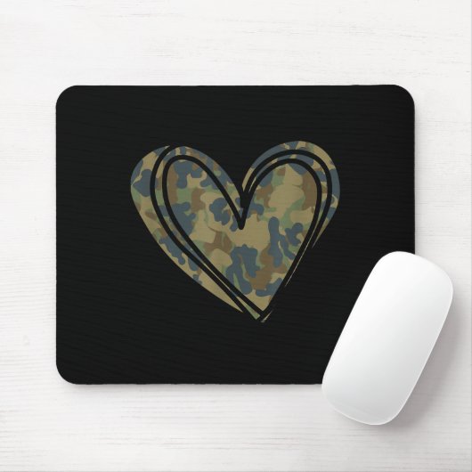 Camo Print Heart Valentines Day  マウスパッド (マウス)