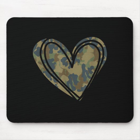 Camo Print Heart Valentines Day マウスパッド (正面)