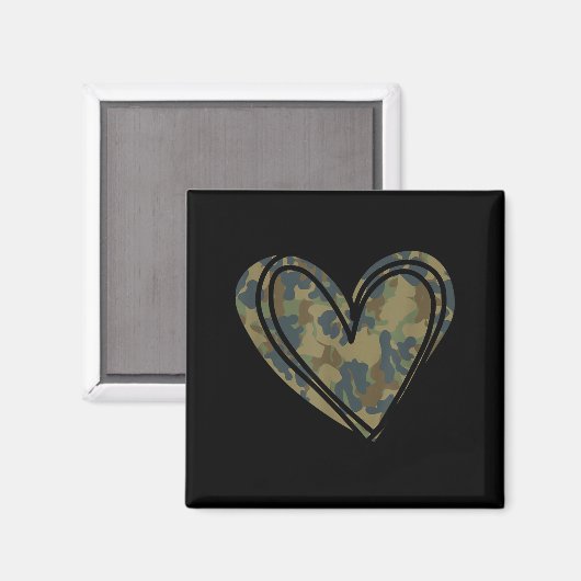 Camo Print Heart Valentines Day  マグネット (正面/裏面)