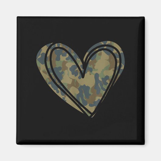 Camo Print Heart Valentines Day  マグネット (正面)