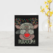 Camo Reindeer Hat Ball Cap Christmas Boy Cute Xmas カード (黄色い花)