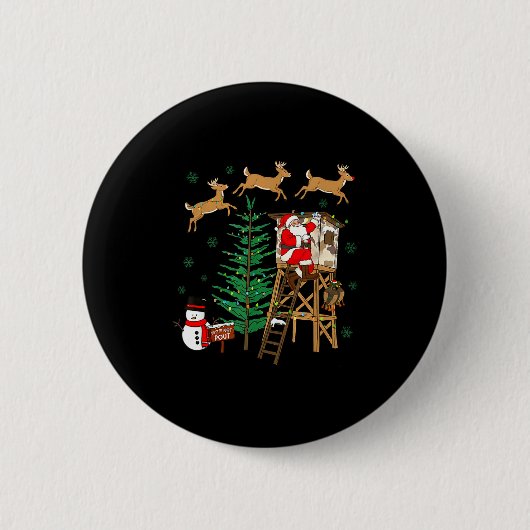 Camo Santa Christmas Deer Hunting Camouflage Hunte 缶バッジ (正面)