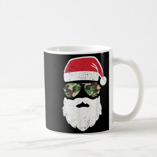 Camo Santa Claus Sungles Funny Camo Christmas Camo コーヒーマグカップ (右)