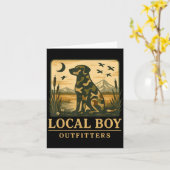Camo Southern Local Boy Duck Hunting Black Lab Out カード (黄色い花)