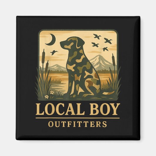 Camo Southern Local Boy Duck Hunting Black Lab Out マグネット (正面)