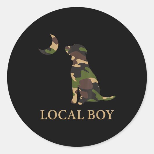 Camo Southern Local Boy Duck Hunting Black Lab Out ラウンドシール (正面)