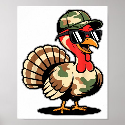 Camo Turkey Day Hunting Fall Thanksgiving  ポスター (正面)