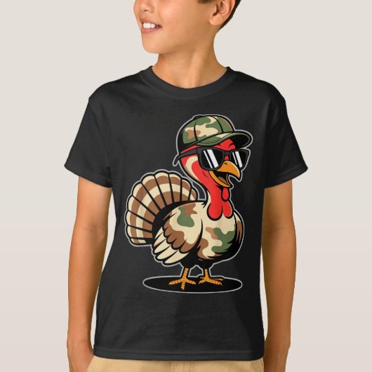 Camo Turkey Day Hunting Fall Thanksgiving  Tシャツ (正面)