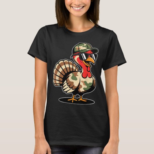 Camo Turkey Day Hunting Fall Thanksgiving  Tシャツ (正面)