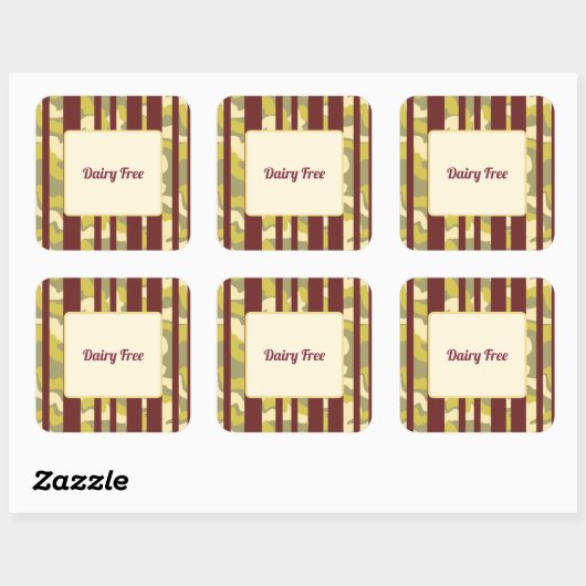 Camo Urban Stripe Patten Dietary Requirement  スクエアシール (シート)