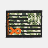 Camo Usa Flag Multiple Sclerosis Awareness Month M フリースブランケット (正面(横))