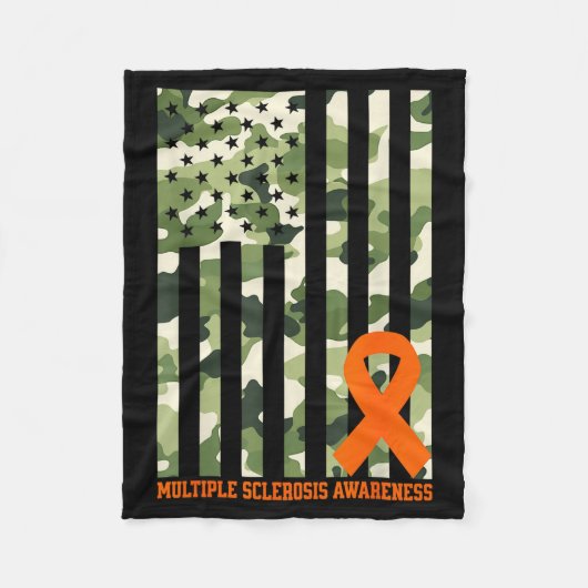 Camo Usa Flag Multiple Sclerosis Awareness Month M フリースブランケット (正面)