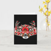 Camo Xoxo Valentine Buck Deer Hunting Season Famil カード (黄色い花)