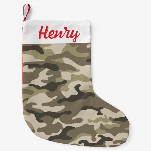 Camoflauge Christmas Stocking - Personalized Name  スモールクリスマスストッキング (正面)