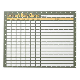 Camouパーソナライズされた Green Daily Choresチャート ノートパッド