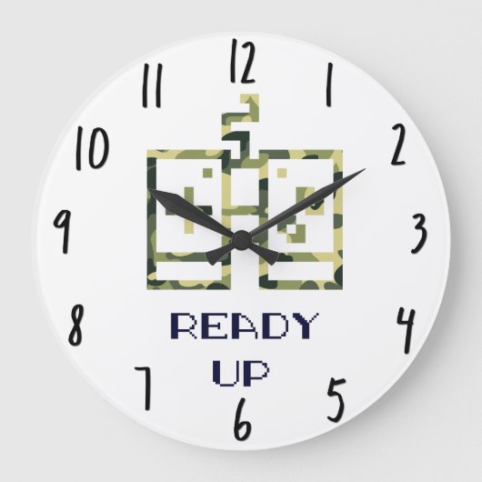 Camouflageビデオゲームコントローラの準備完了ゲーマー ラージ壁時計 (正面)