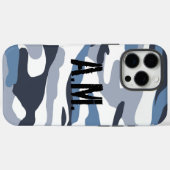 Camouflage Army Monogram Blue Case-Mate iPhoneケース (裏面 (横))