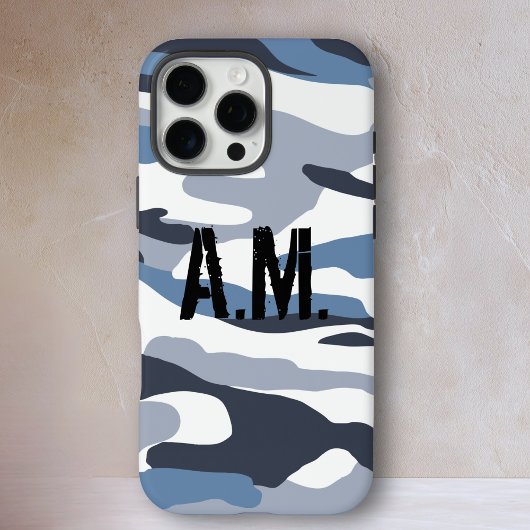 Camouflage Army Monogram Blue Case-Mate iPhoneケース