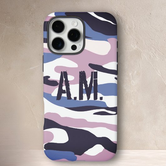 Camouflage Army Monogram Blue Pink Case-Mate iPhoneケース