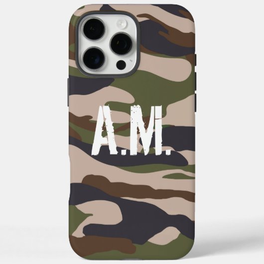 Camouflage Army Monogram Brown Green Case-Mate iPhoneケース (裏面)