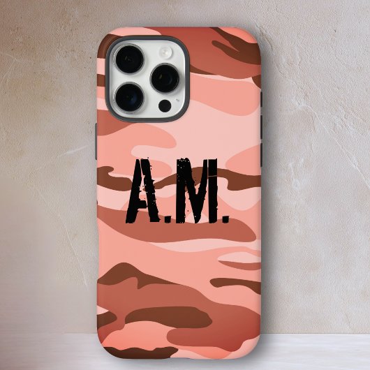 Camouflage Army Monogram iPhone Case-Orange-Brown Case-Mate iPhoneケース