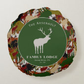 Camouflage Brown Green Personalized ラウンドクッション (裏面)
