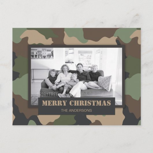 Camouflage Camo Military Christmas Photo シーズンポストカード (正面)