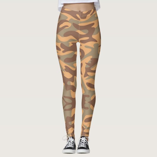 Camouflage Desert Army - Power Yoga Leggings レギンス (正面)