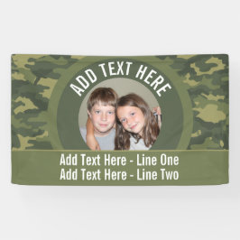 Camouflage Greenと文字で写真をカスタム撮影 横断幕