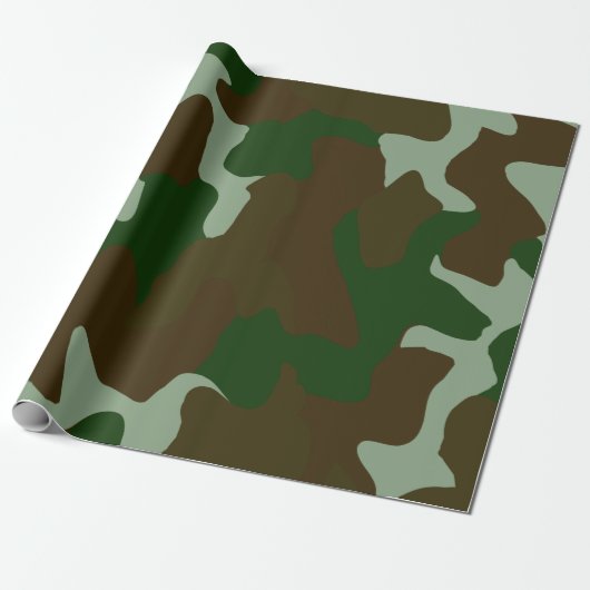 Camouflage Green and Brown Wrapping Paper ラッピングペーパー (アンロールド)