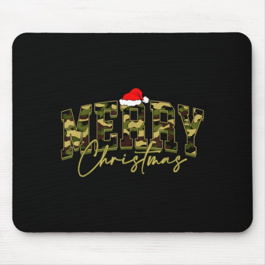 Camouflage Merry Christmas Santa Hat Xmas Pajamas  マウスパッド (正面)
