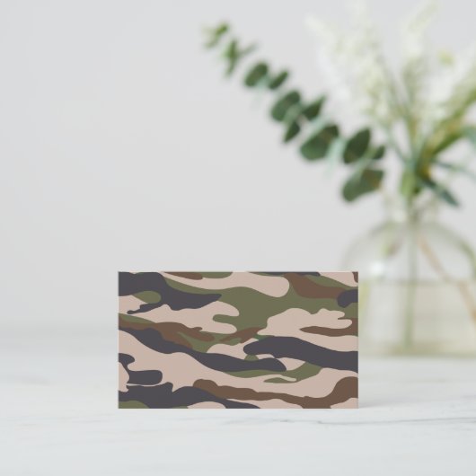 Camouflage Muster Braun beige Grün 名刺 (スタンド正面)