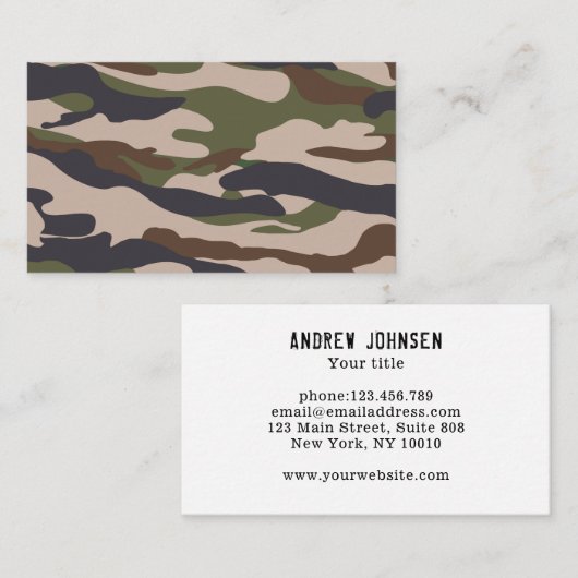 Camouflage Muster Braun beige Grün 名刺 (正面/裏面)