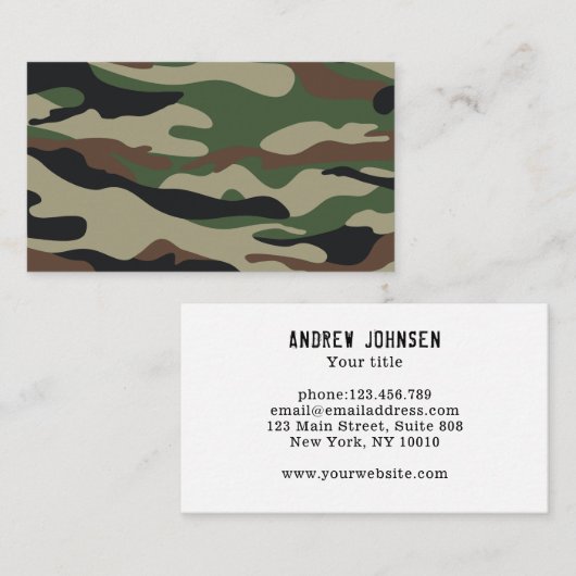 Camouflage Muster Braun  Grün 名刺 (正面/裏面)