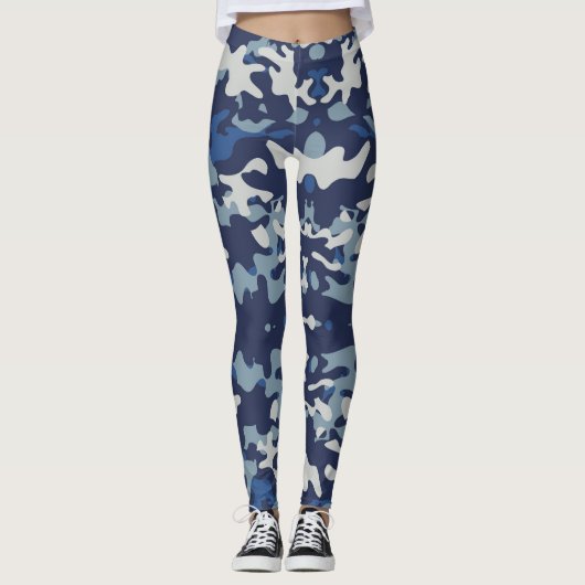 Camouflage Navy - Power Yoga Leggings レギンス (正面)