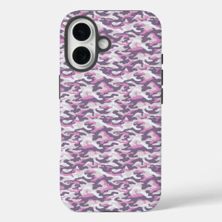 Camouflage Pattern in double Gray and Pink iPhone 16ケース