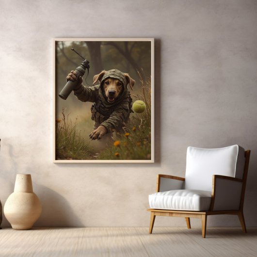 Camouflage, Tennis Ball, And Tactical Paws ポスター