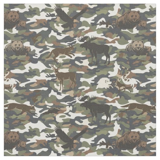 Camouflage with Animals hidden  ファブリック (クローズアップ)