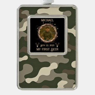 Camouflage Woodland First Deer Photo Frame  シルバープレートフレームオーナメント