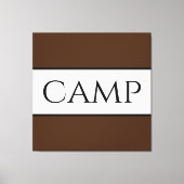 CAMPスポーティレトロはっきりしたブラウンホワイトワイドストライプ キャンバスプリント (正面)