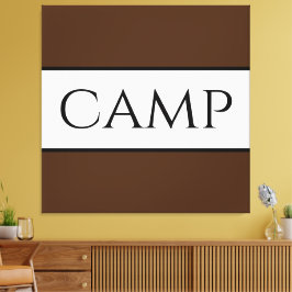 CAMPスポーティレトロはっきりしたブラウンホワイトワイドストライプ キャンバスプリント