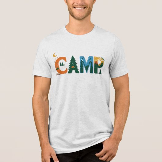 CAMP カラフル Adventure Graphic -自然，キャンプ， トライブレンドＴシャツ (正面)