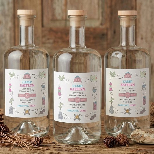 Camp Bach Wilderness Bachelorette Party リキュールボトルラベル