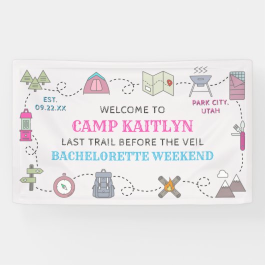 Camp Bach Wilderness Bachelorette Party Welcome 横断幕 (横)