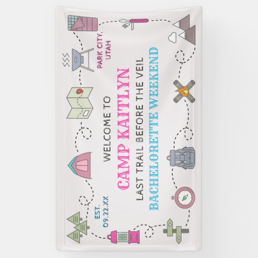 Camp Bach Wilderness Bachelorette Party Welcome 横断幕 (縦)