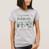Camp Bachelorette Camping Hand Drawn Cabin Crew Tシャツ (正面)