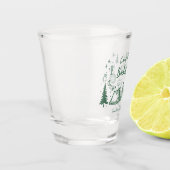 Camp Bachelorette Camping Hand Drawn Writing Green ショットグラス (左)