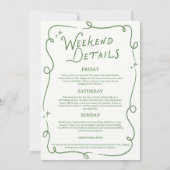 Camp Bachelorette Green Camping Itinerary 招待状 (裏面)