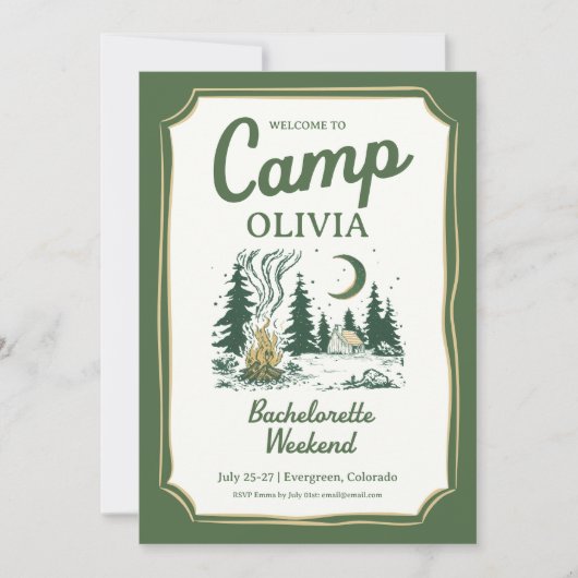 Camp Bachelorette Green Glamping Itinerary  招待状 (正面)